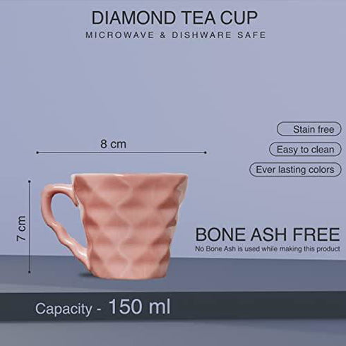 Diamond Multicolor Tea Cups (Set of 6) - The Earth Store - Cup Sets